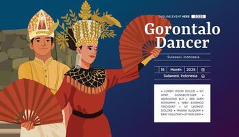 Gorontalo dancer with fans vector