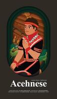 Acehnese man performing Saman dance vector