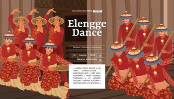 Elengge dance performers in traditional attire vector