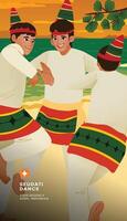 Seudati dance performers in traditional attire vector