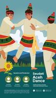 Social media template illustration of Acehs traditional dance vector