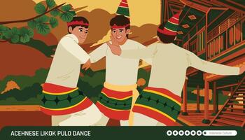 Achenese Likok Pulo dance performance vector