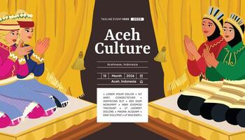 Aceh cultural event with traditional performers vector