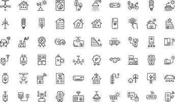 Collection of Editable Thin Stroke Line Style Icons Set Ecology Related Energy Saving Light Bulb, Sustainability, Electricity And More vector