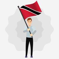 Happy Man Holding Trinidad and Tobago Flag vector