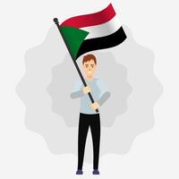 Happy Man Holding Sudan Flag vector