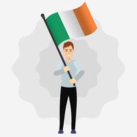Happy Man Holding Ireland Flag vector