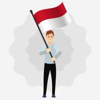 Happy Man Holding Monaco Flag vector