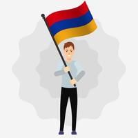 Happy Man Holding Armenia Flag vector