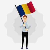 Happy Man Holding Chad Flag vector