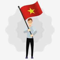 Happy Man Holding Vietnam Flag vector