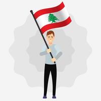 Happy Man Holding Lebanon Flag vector