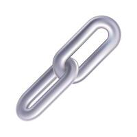Chain link 3d, abstract render connect blockchain icon. Attach file, bond pay, lock digital payment. Two connected rings isolated, share payment button. Partner block hyperlink, fintech valuable data vector