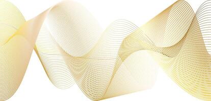 Gold line wave abstract background. White 3d golden swoosh detail luxury curved pattern design. Wavy magic light transparent fiber of yellow color flow texture. vector