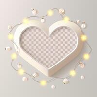 Heart frame with twinkling lights vector