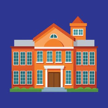 Classic school architecture featuring clock tower and columns for education related designs vector