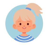 Cute little girl avatar with blonde ponytail isolated on white background vector