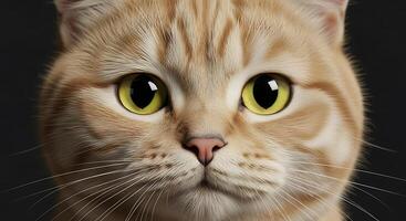 A close up of a cat with big yellow eyes photo