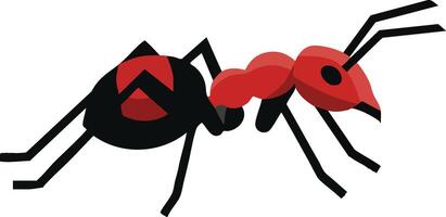 Red and black ant insect illustration with segmented body and antennae graphic design vector