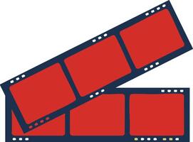 Filmstrip icon with red frames and dark blue borders illustration design vector