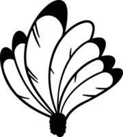 Butterfly wing illustration with stylized black and white feather design for graphic projects and decoration vector