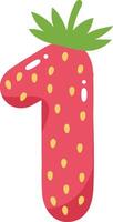 Strawberry shaped number one graphic illustration with red and green colors for creative design projects vector