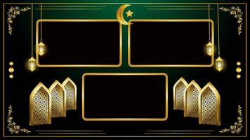 islamic gold frame live streaming alpha channel background video