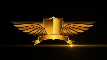 golden shield with wings logo alpha channel background video