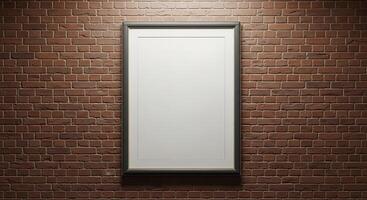 A blank frame on a brick wall photo