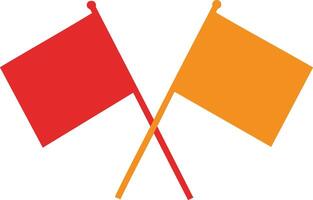 Crossed red and orange signal flags illustration for communication and warning purposes in nautical or sports contexts vector