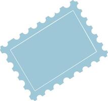 Blue postage stamp illustration with perforated edges and blank center design for mail and correspondence graphic vector