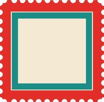 Square postage stamp design with red and teal borders and beige center illustration vector
