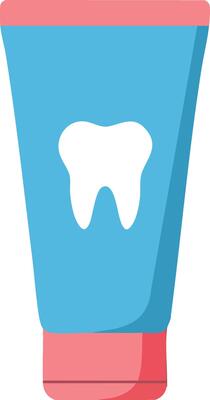 Toothpaste tube with tooth icon in blue and pink dental hygiene illustration