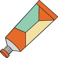 Colorful paint tube illustration with orange green and beige geometric design for art supplies and creativity concepts vector