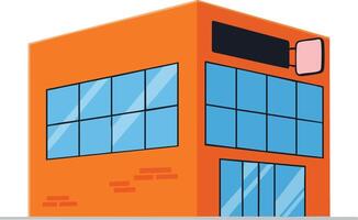 Modern orange commercial building with large glass windows and minimalistic design illustration vector