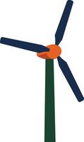Wind turbine with dark blue blades and green tower renewable energy source illustration vector