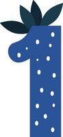 Number One Symbol with Blue Color and Leaf Decoration Illustration for Counting and Design Purposes vector