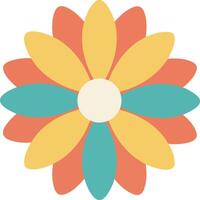 Abstract colorful flower with orange yellow and teal petals illustration for design use vector