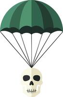 Skull with green parachute illustration for military and adventure design concepts vector