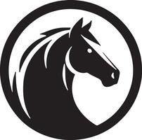 Horse head in a circle logo on white vector