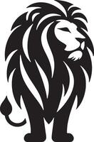 A lion logo with a black and white design vector