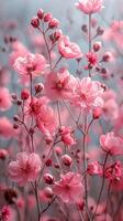 Pink flowers are blooming in a field photo
