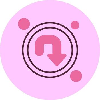 U turn Navigation Minimal Mix Circle Icon vector