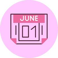 1 June Minimal Mix Circle Icon vector