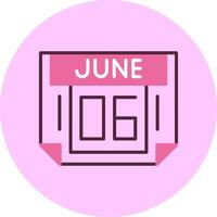 6 June Minimal Mix Circle Icon vector