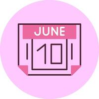 10 June Minimal Mix Circle Icon vector