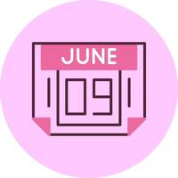 9 June Minimal Mix Circle Icon vector