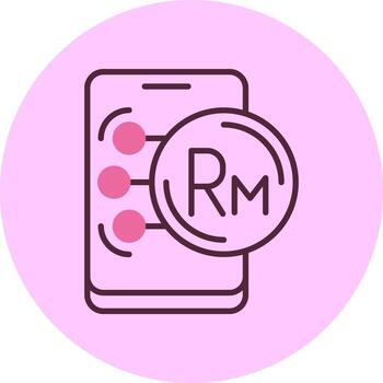 Malaysia Ringgit in Mobile Minimal Mix Circle Icon vector