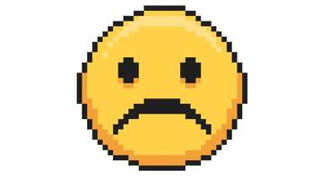 A pixelated yellow emoticon with a sad face vector