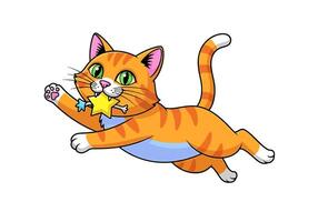 A cartoon cat running with a star vector